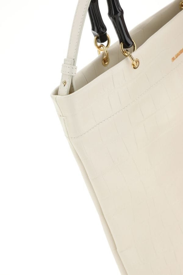 Jil Sander Ivory leather medium shopping bag