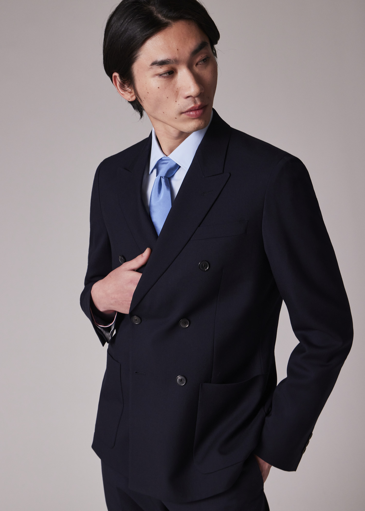 Tailored-Fit Navy 'Suit To Travel In' Double-Breasted Blazer - 9