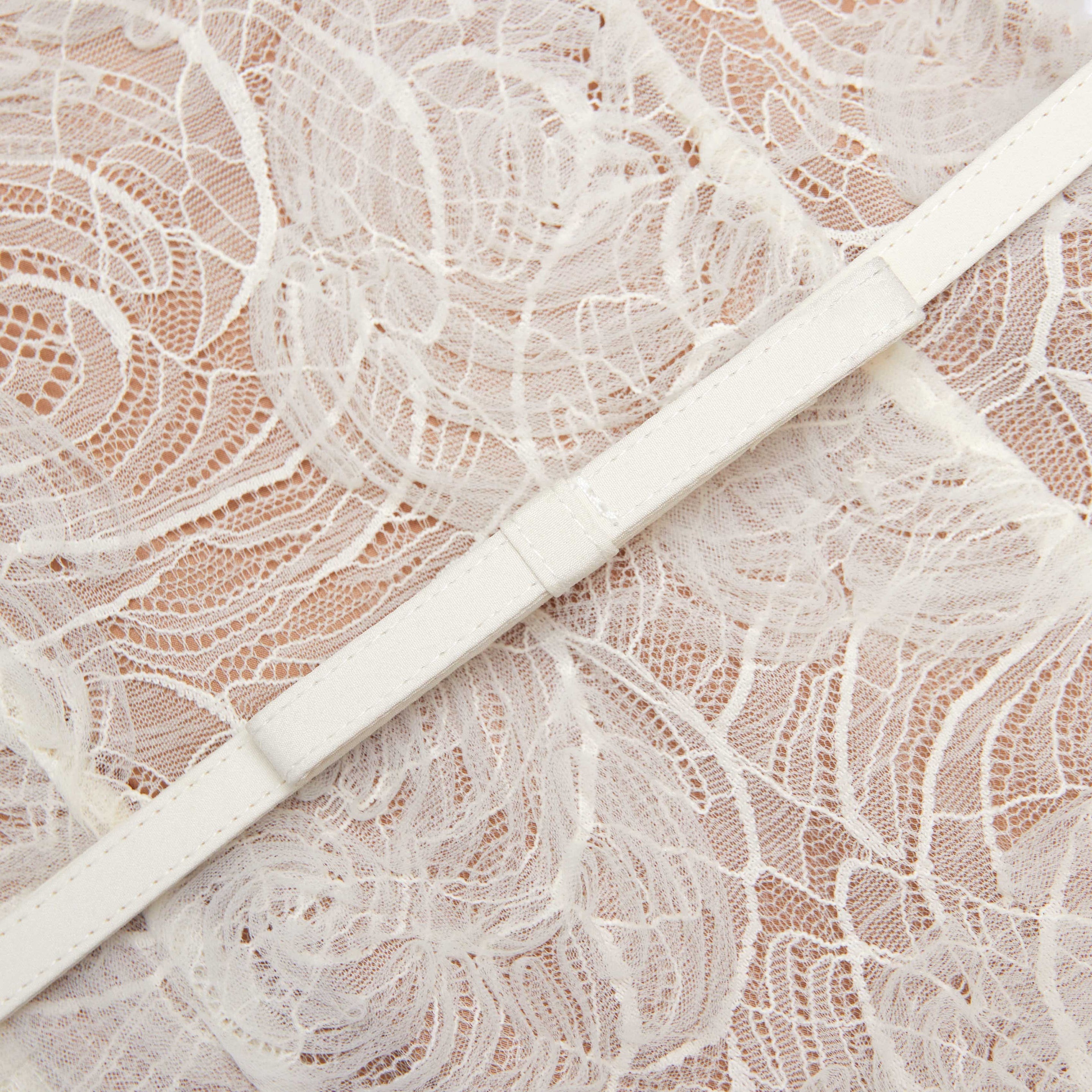 Cream Tulle Lace Midi Dress - 5