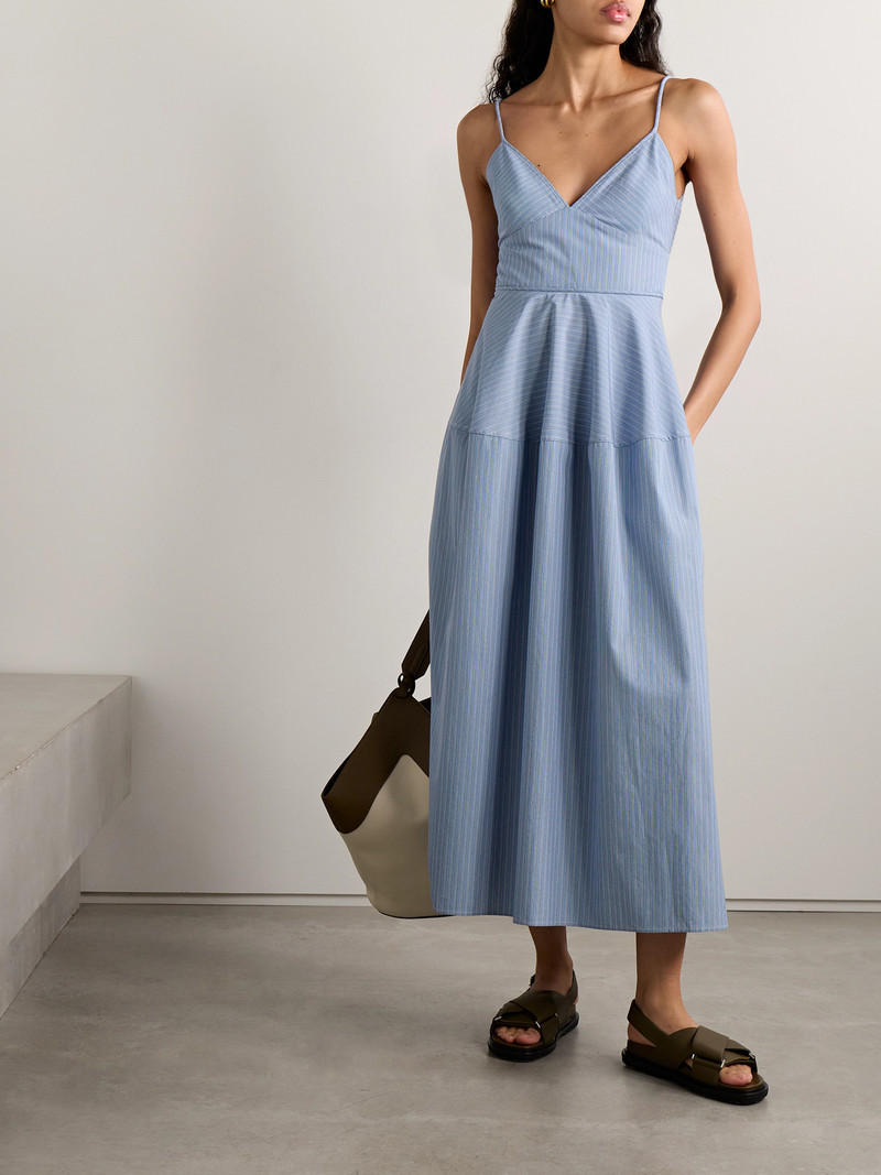 CO Basque Striped Cotton-poplin Midi Dress outlook