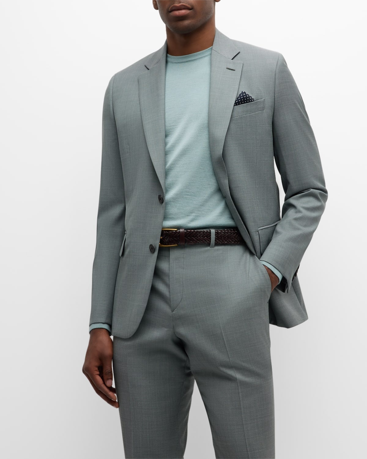 Men's Textured Stretch Cotton Suit - 5