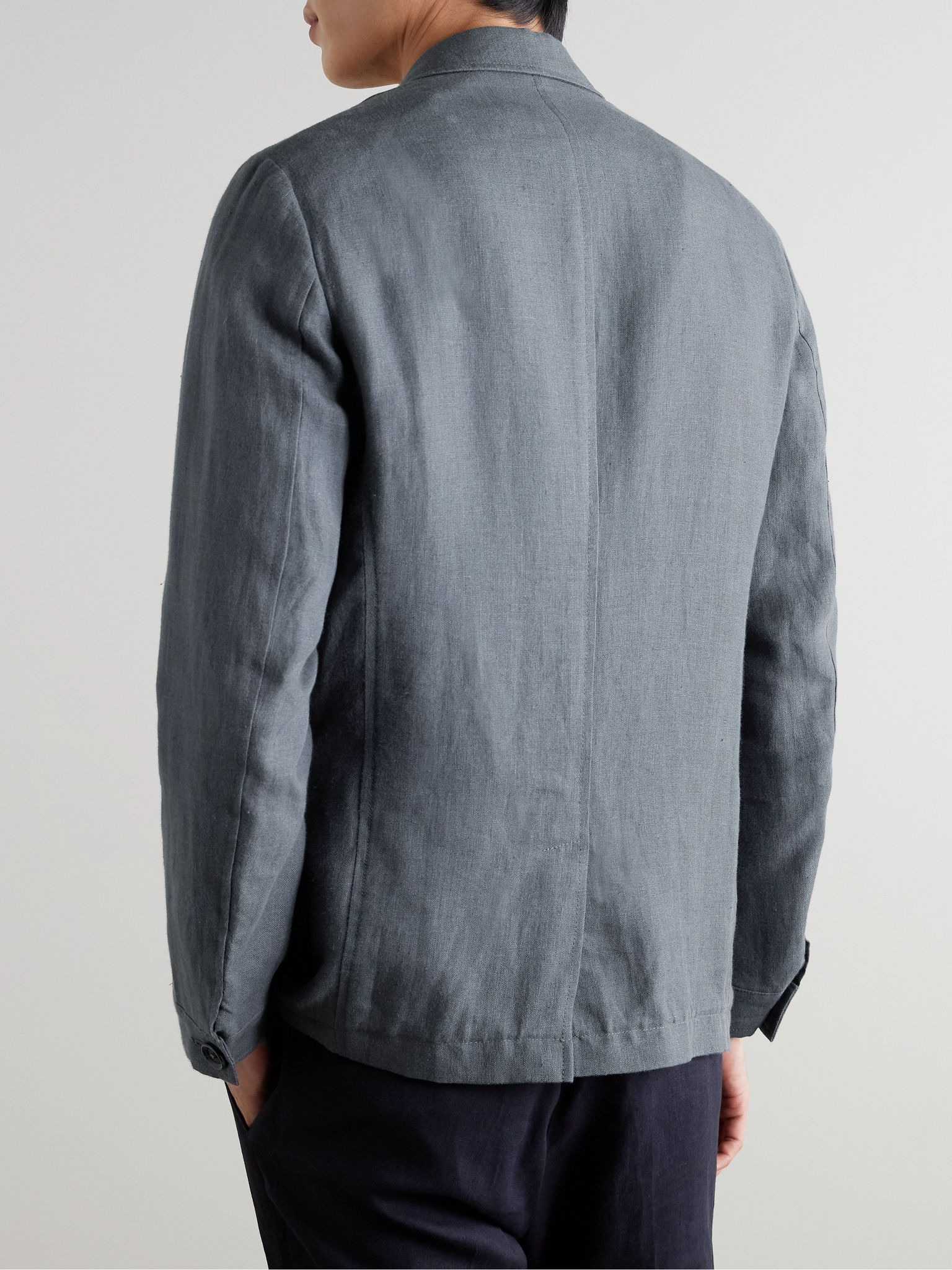 Laurel Unstructured Linen Suit Jacket Gray - 3