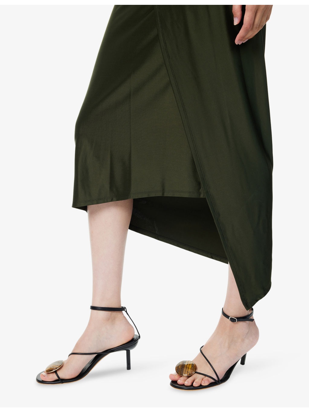 Draped Cap-Sleeves Stretch-Woven Midi Dress - 6
