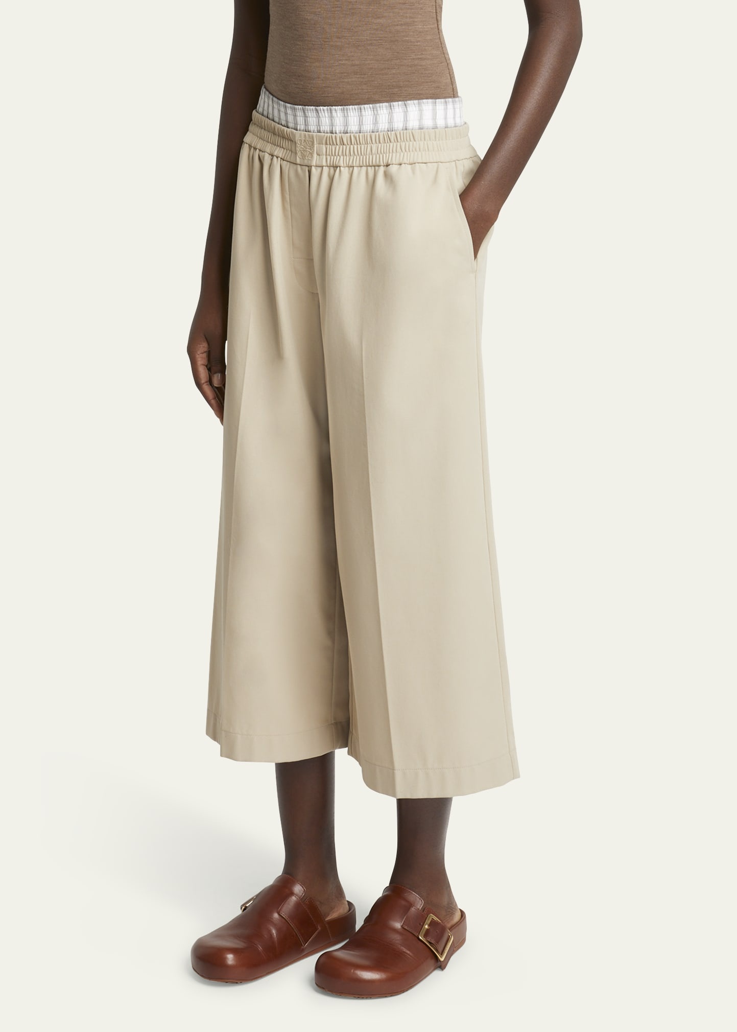 Cropped Double Waistband Trousers - 4