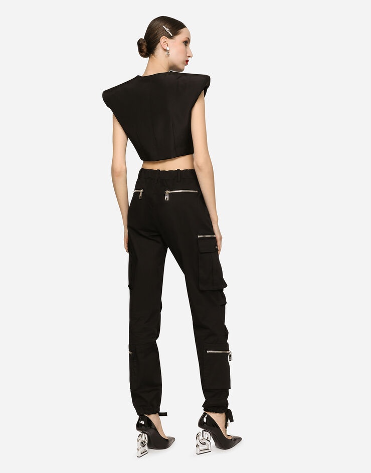 Cropped sleeveless faille jacket - 3