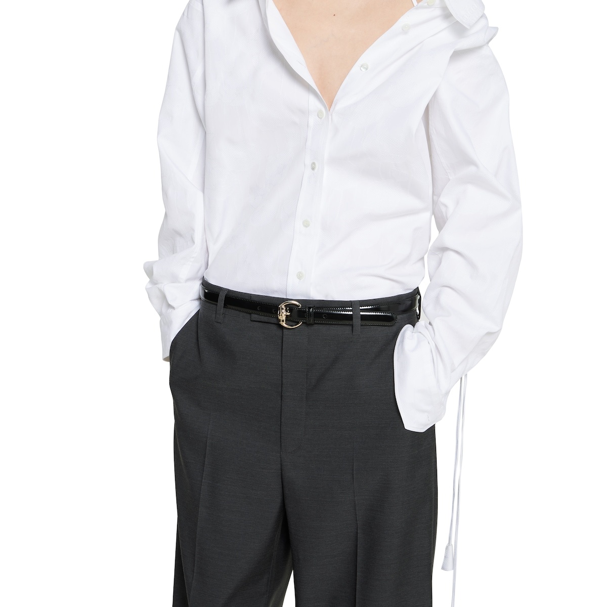 Thin belt with metal bamboo buckle - 3