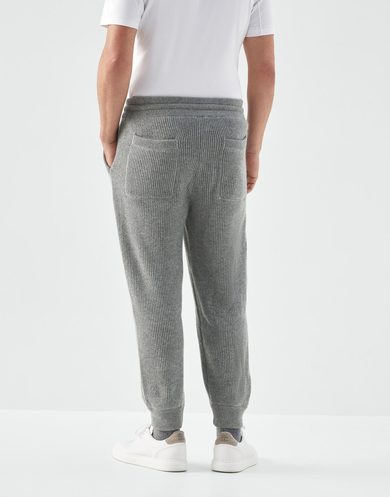 Brunello Cucinelli Cashmere English rib knit joggers outlook