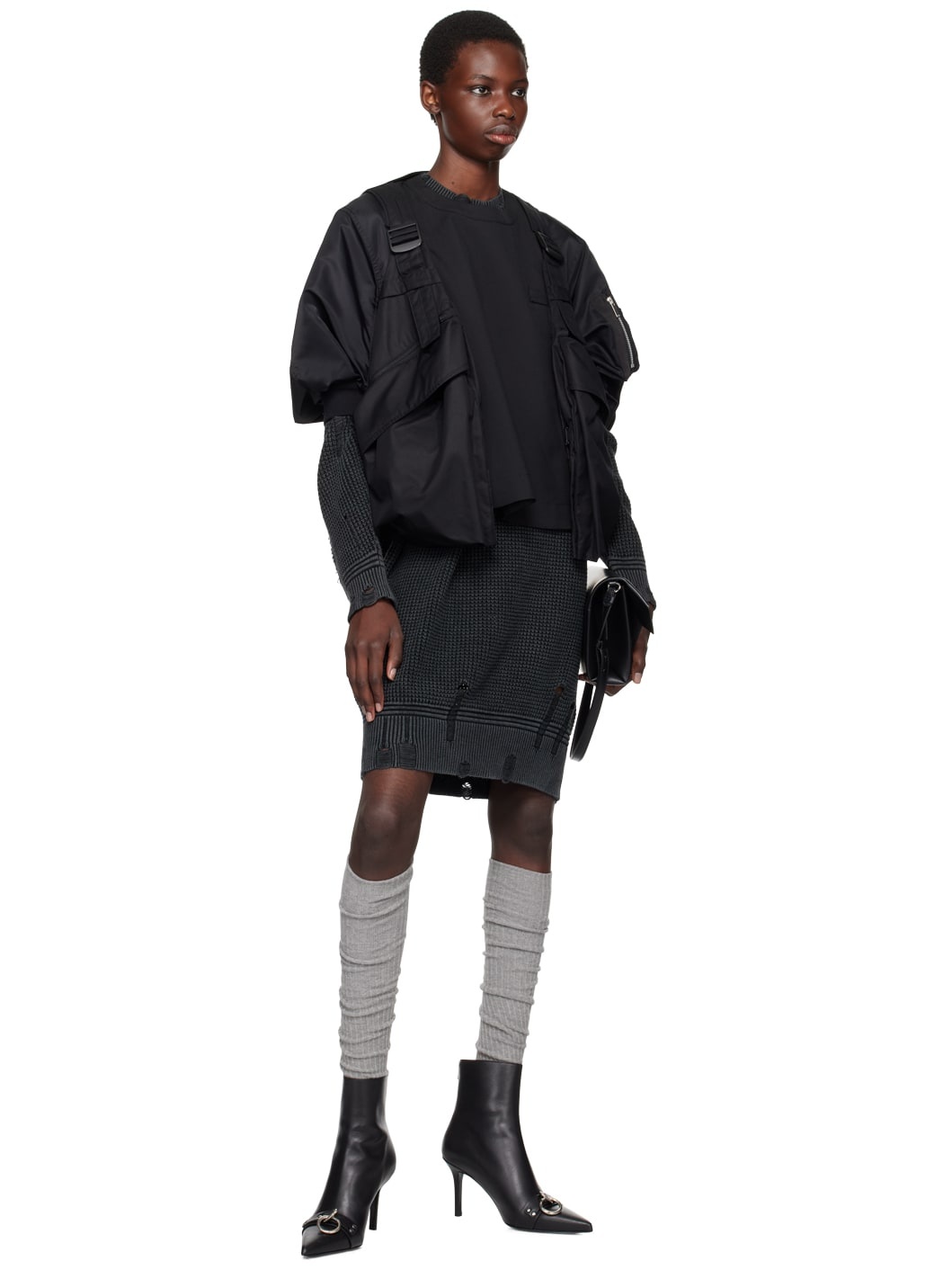 Black Puff Sleeve Sweater - 4