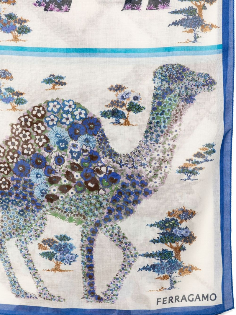 FERRAGAMO fiori print silk scarf outlook
