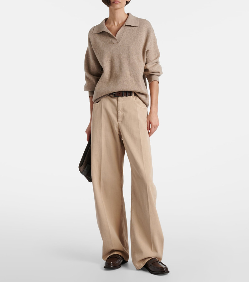 Brunello Cucinelli Monili cashmere-blend polo sweater outlook