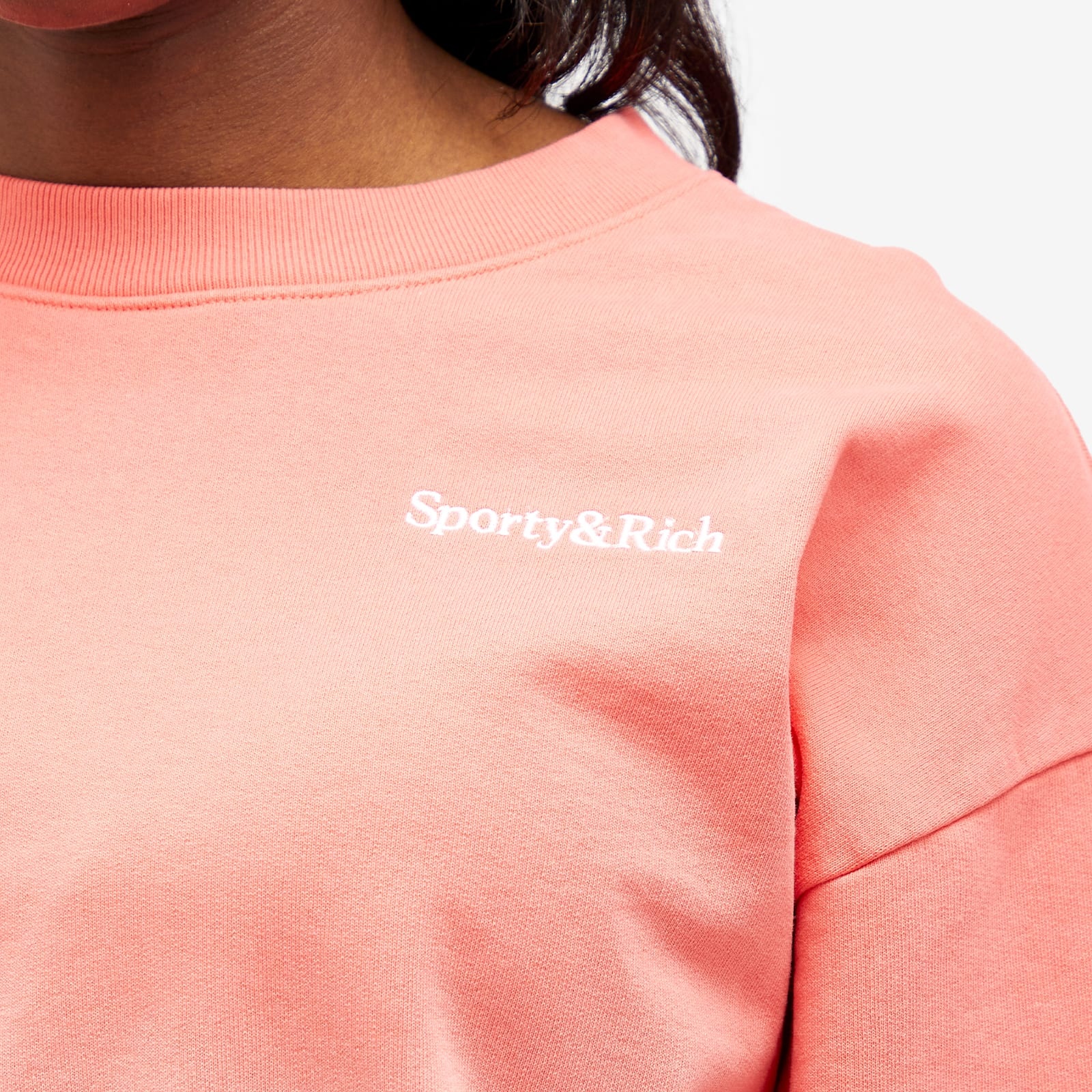 Sporty Rich Sporty Rich Serif Logo Embroidered Cropped Sweatshirt  endclothing REVERSIBLE