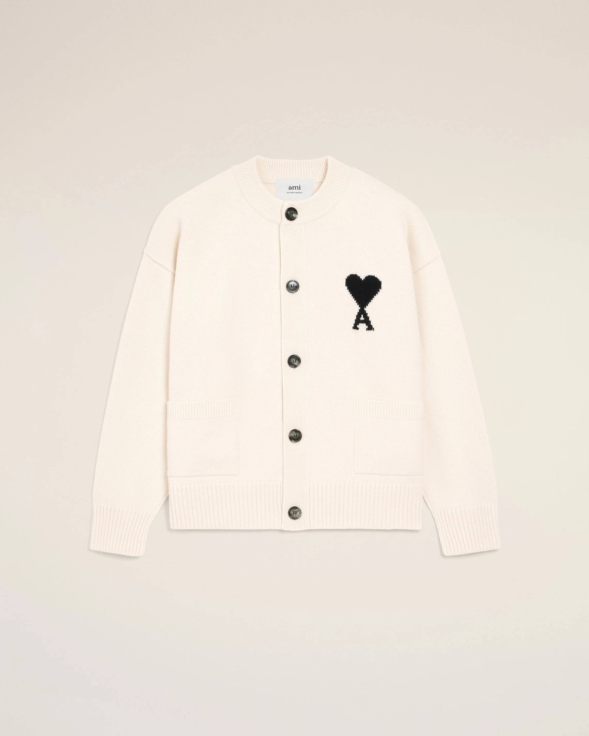 WHITE WOOL AMI DE COEUR CARDIGAN - 1