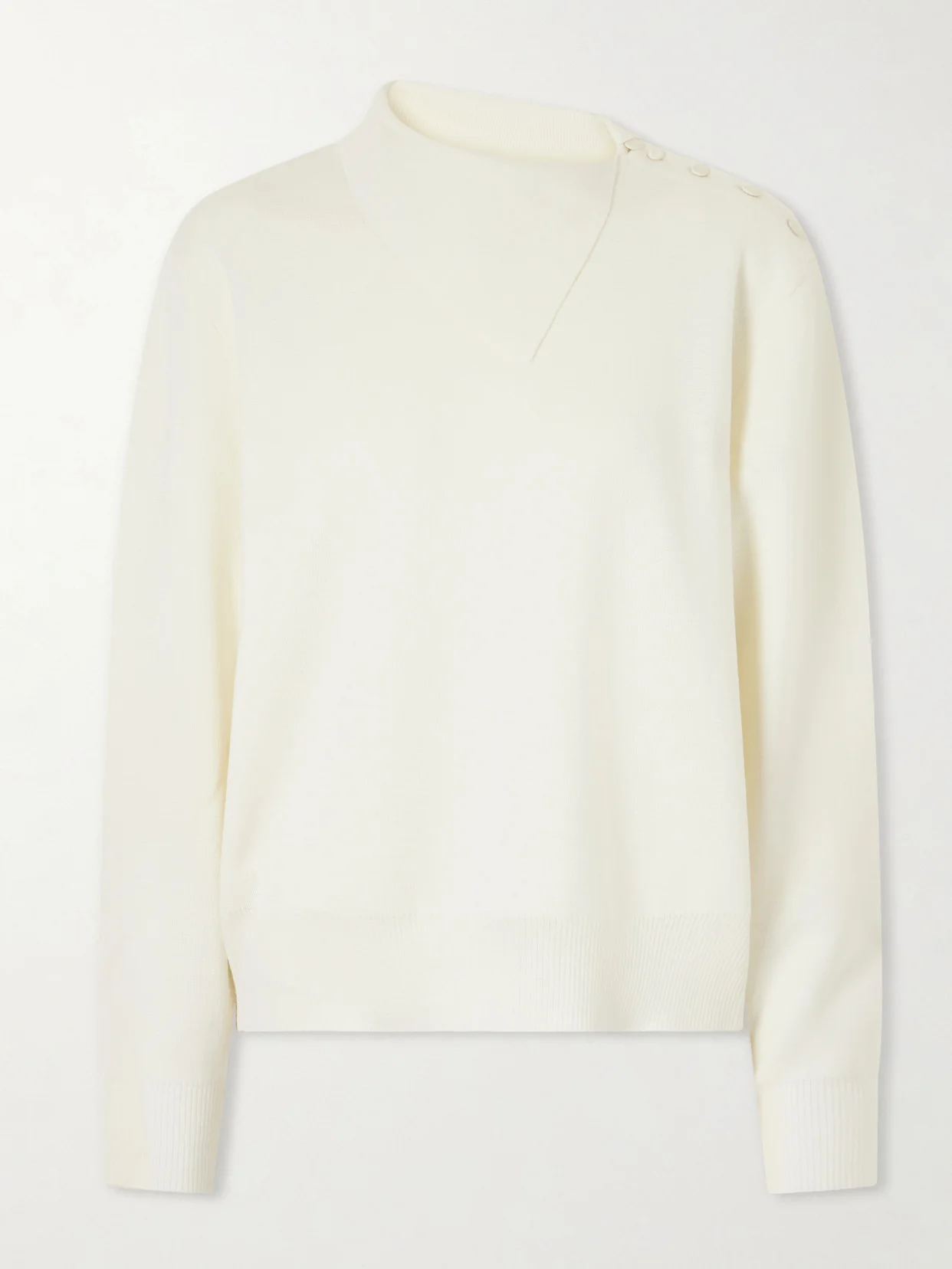 Asymmetric Merino Wool-blend Sweater - 1