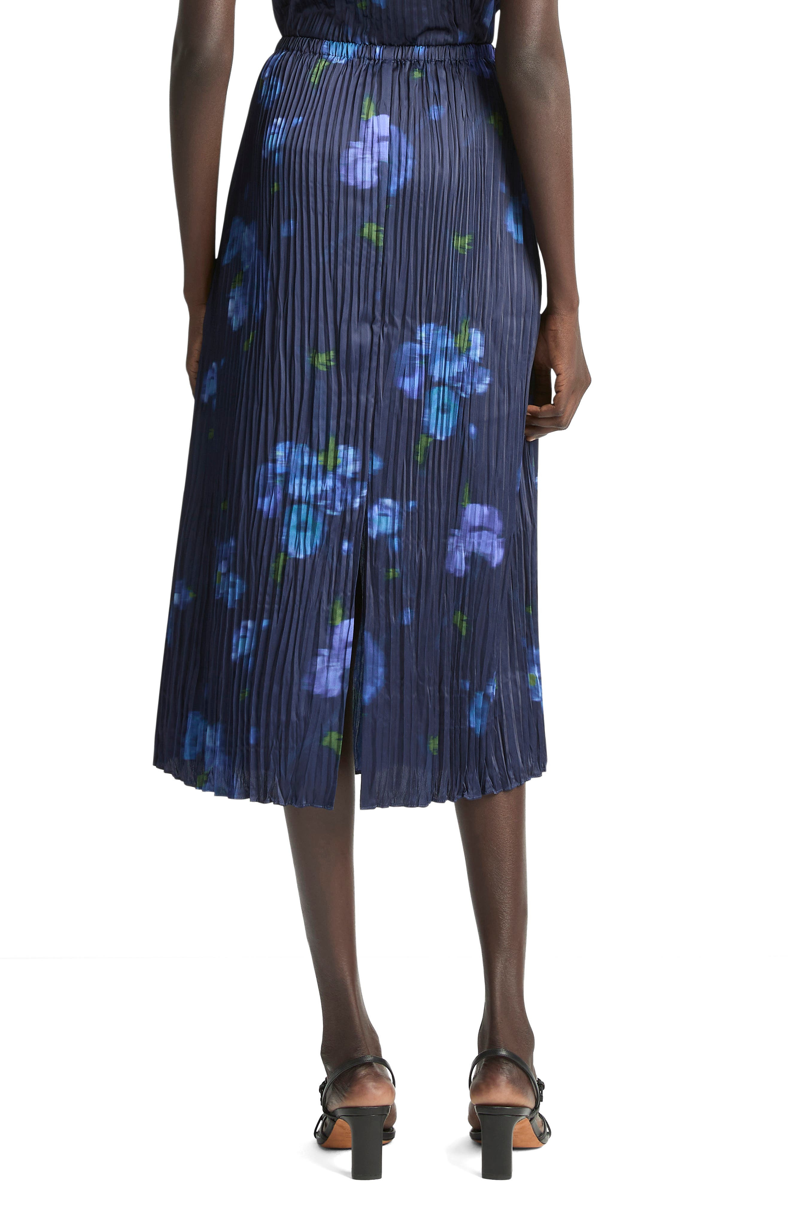 Vince Poppy Blur Pleated Midi Skirt in Midnight at Nordstrom - 2