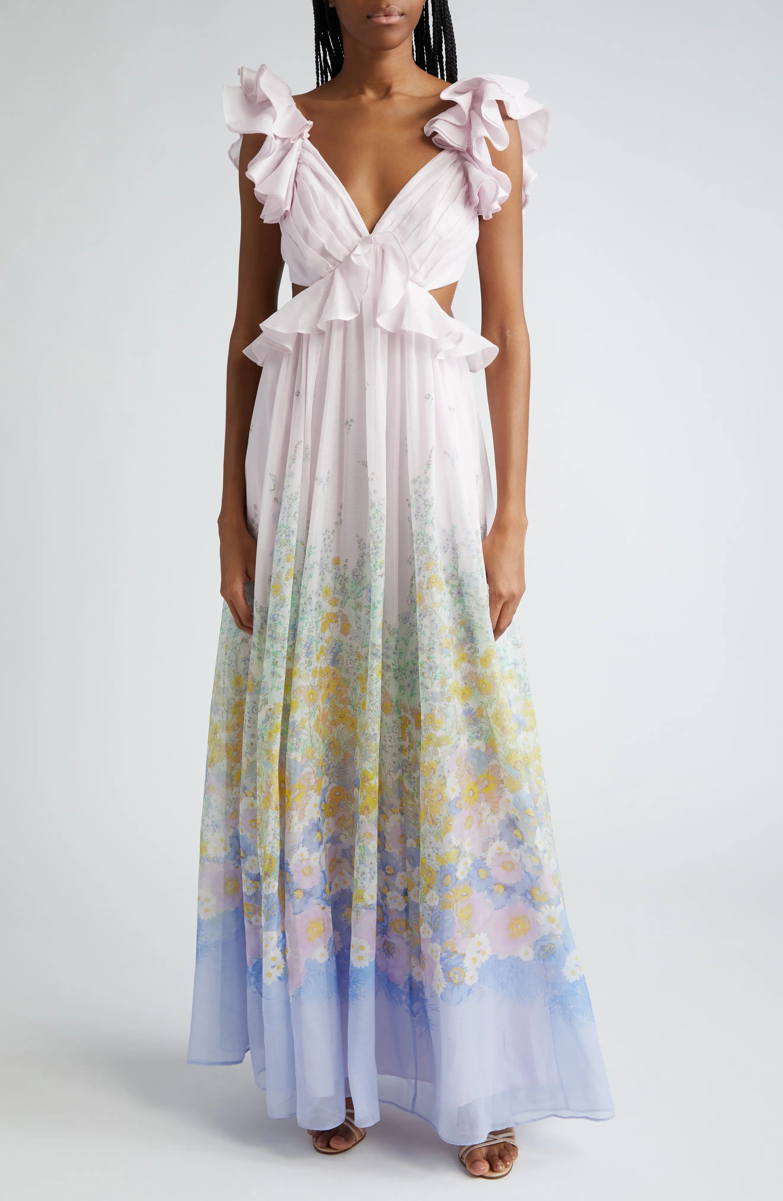 Floral Ruffle Linen & Silk Gown - 1