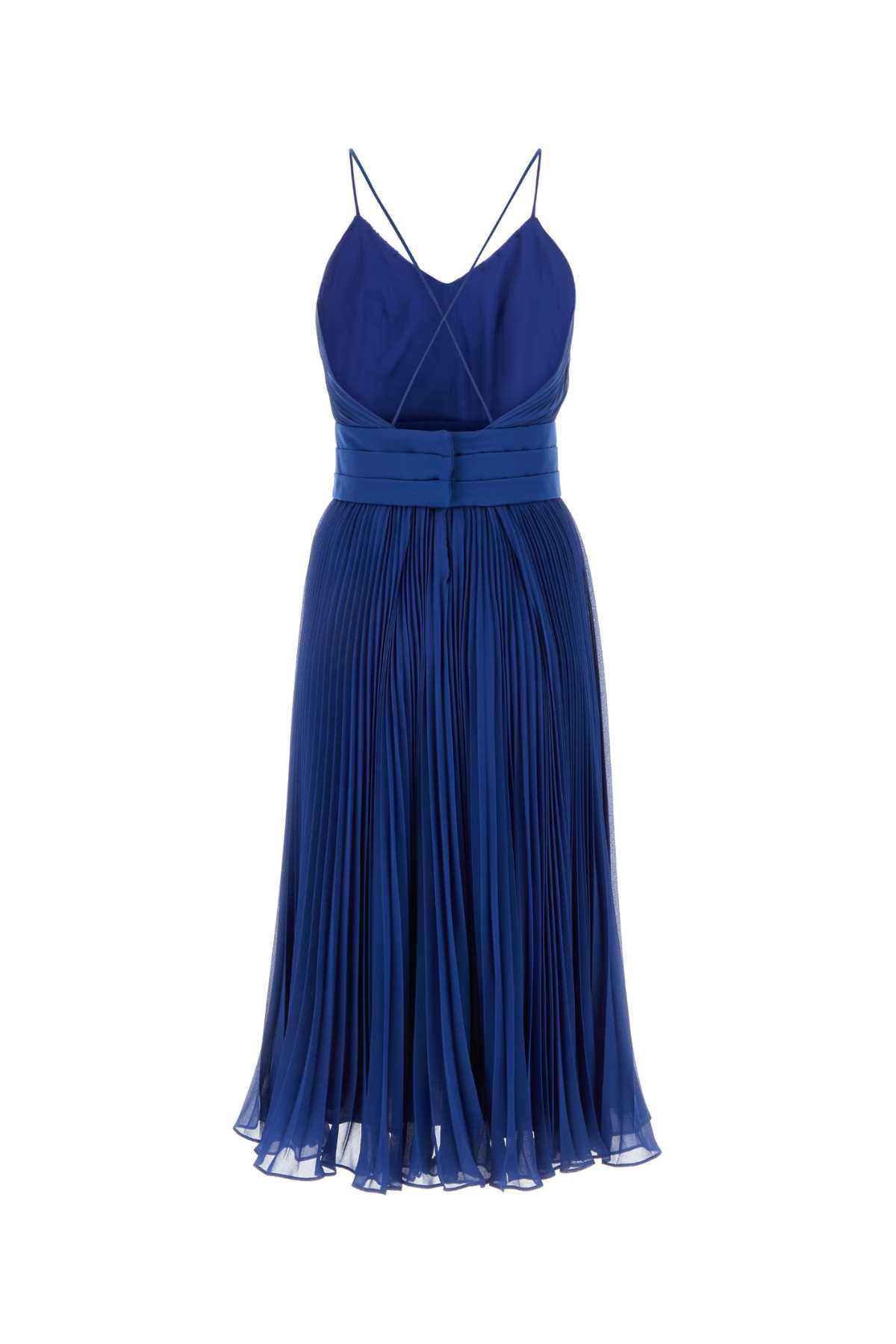 Max Mara Women Blue Crepe Clarino Dress - 2