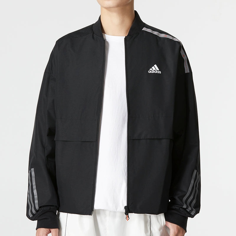 Men's adidas Th Bom Wvjkt Sports Stripe Casual Woven Jacket Black HM5161 - 5