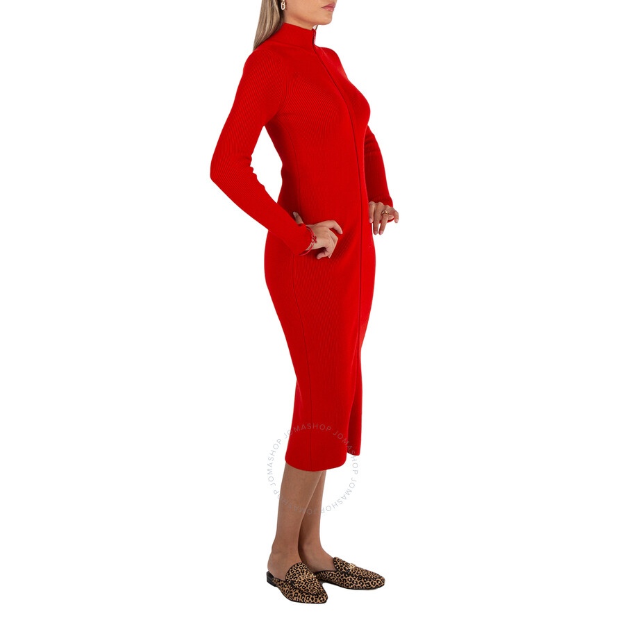 Loewe Vermillion Wool-Blend Zip-Up Midi Dress, Size X-Small - 5