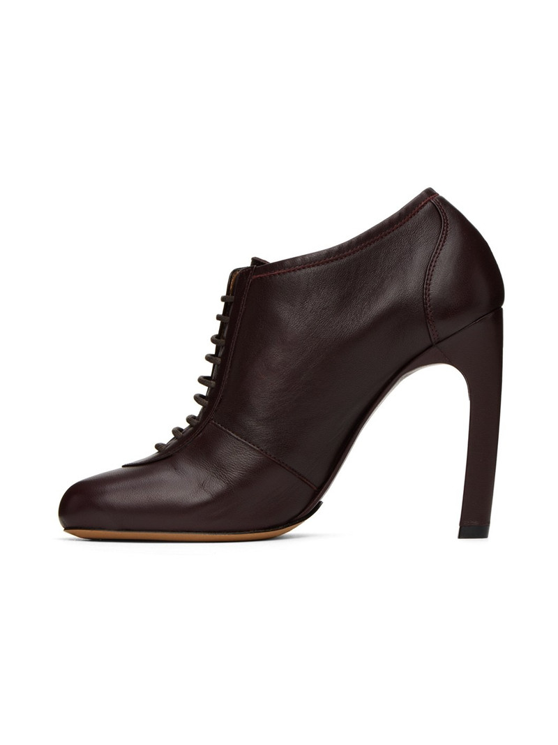 Burgundy Lace-Up Low Ankle Heels 3