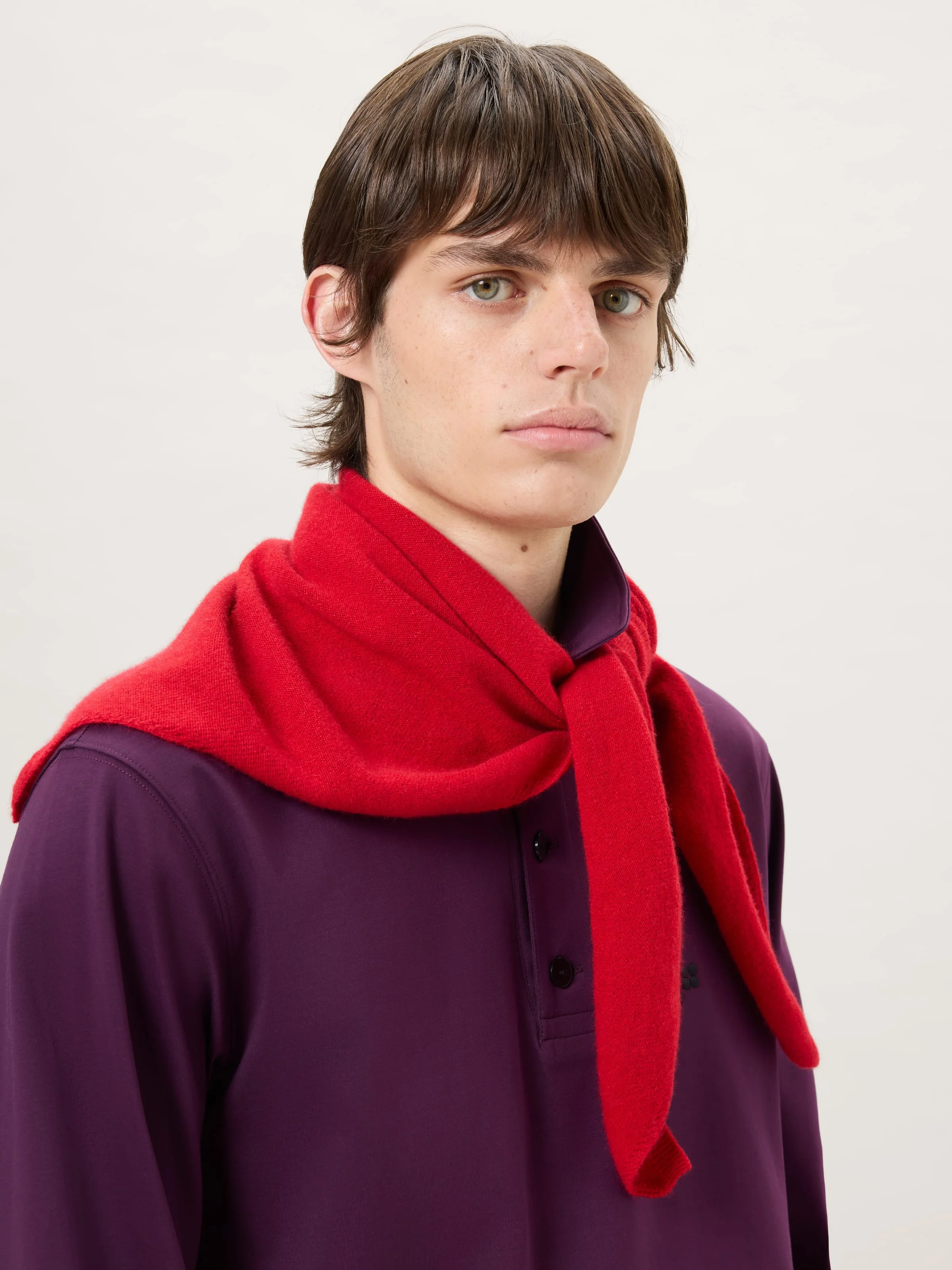Cashmere and Merino Wool Blend Bandana Scarf - Passion Red - 1
