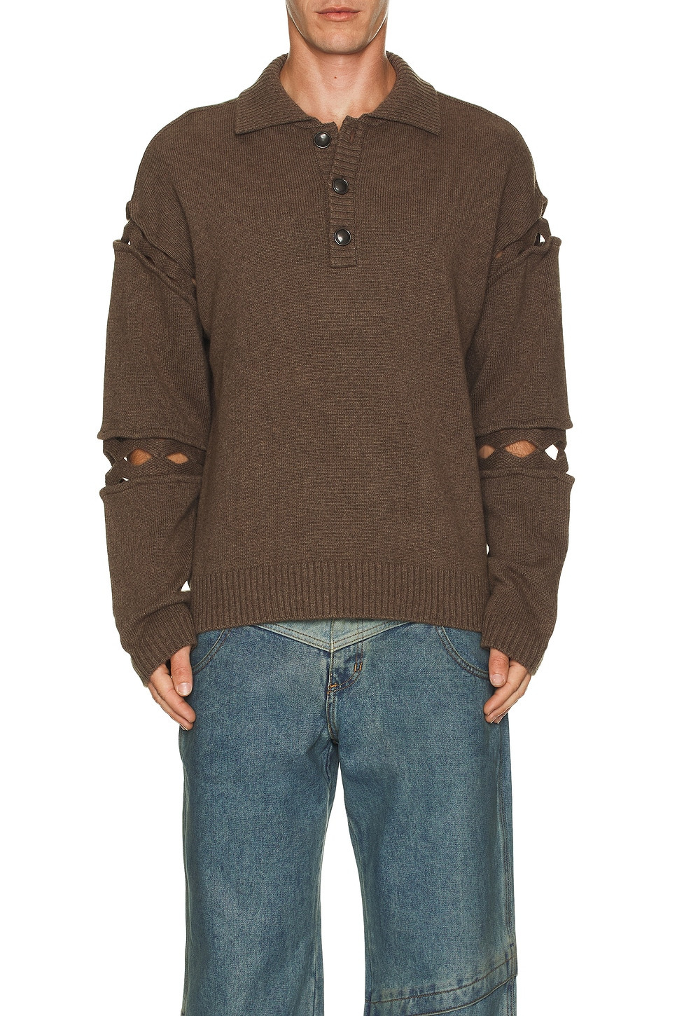 Cut Out Polo Sweater - 3