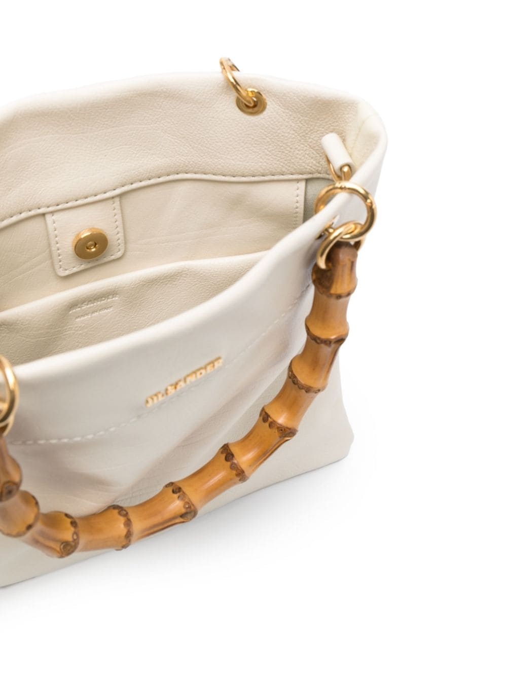 bamboo-handle leather tote bag - 6