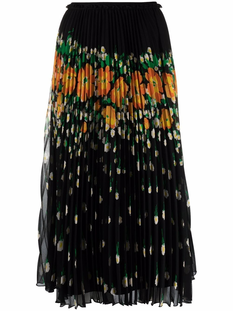 floral-print pleated midi skirt 1