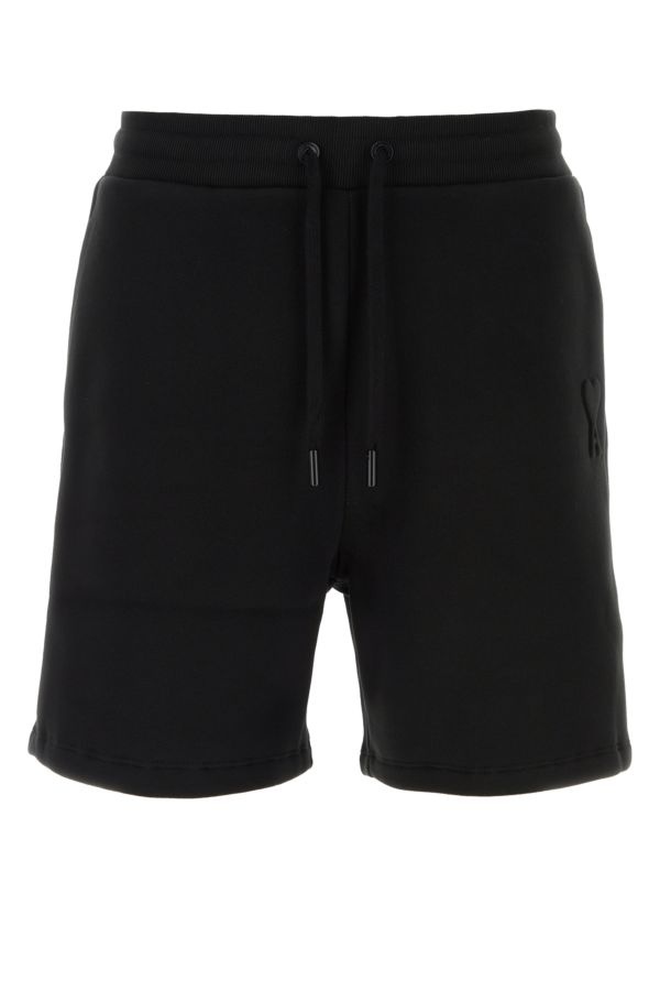 Black cotton blend bermuda shorts - 1