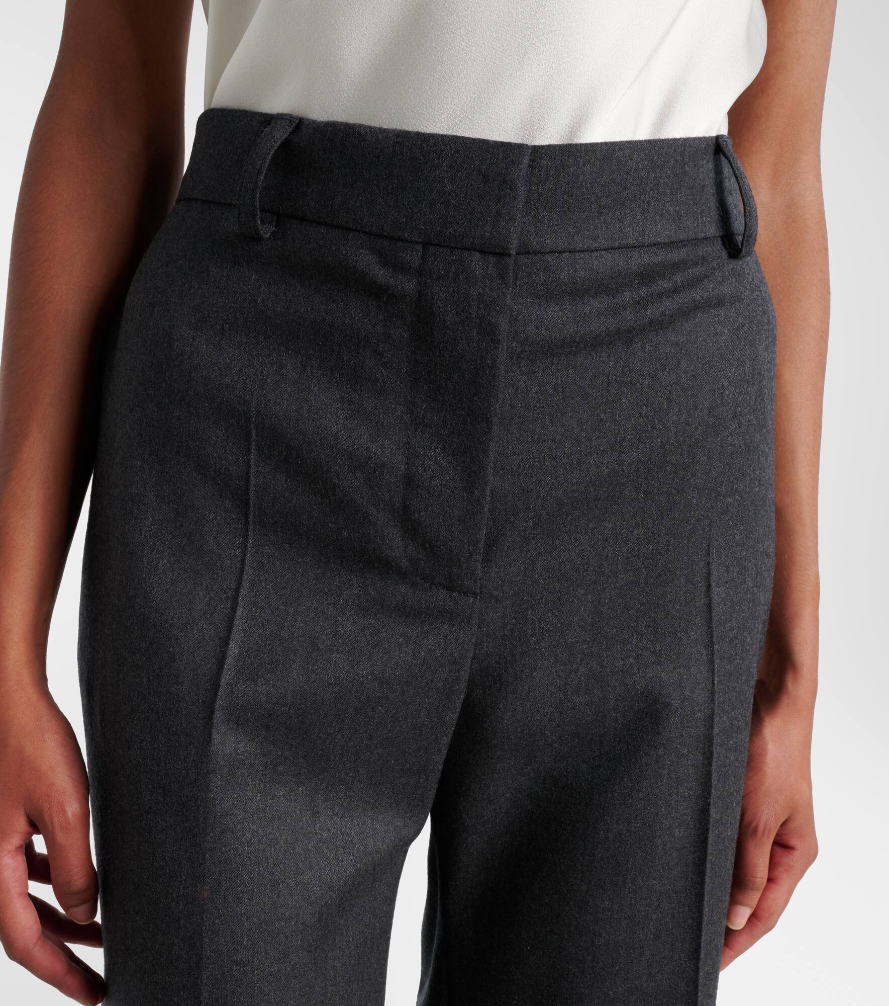 Wool flannel wide-leg pants - 4
