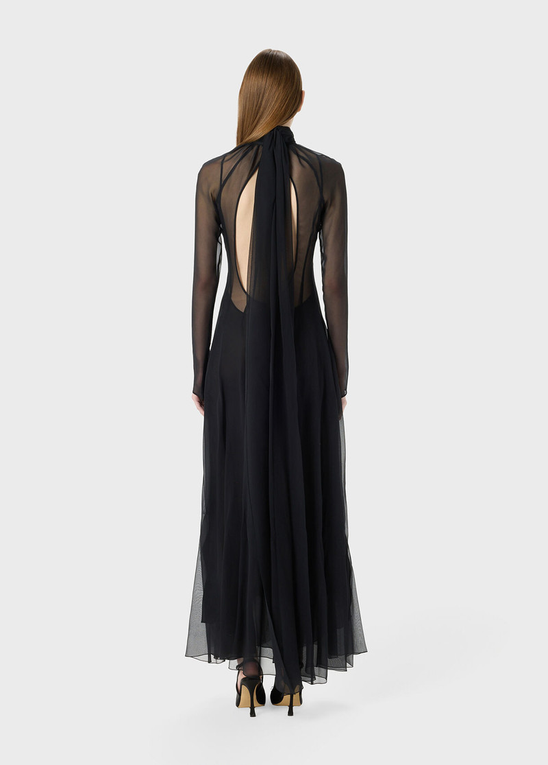 LONG SILK GEORGETTE DRESS WITH SCARF 3