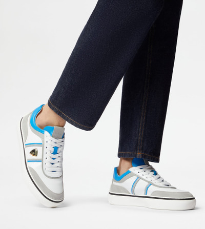Tod's SNEAKERS IN LEATHER - GREY, WHITE, LIGHT BLUE outlook