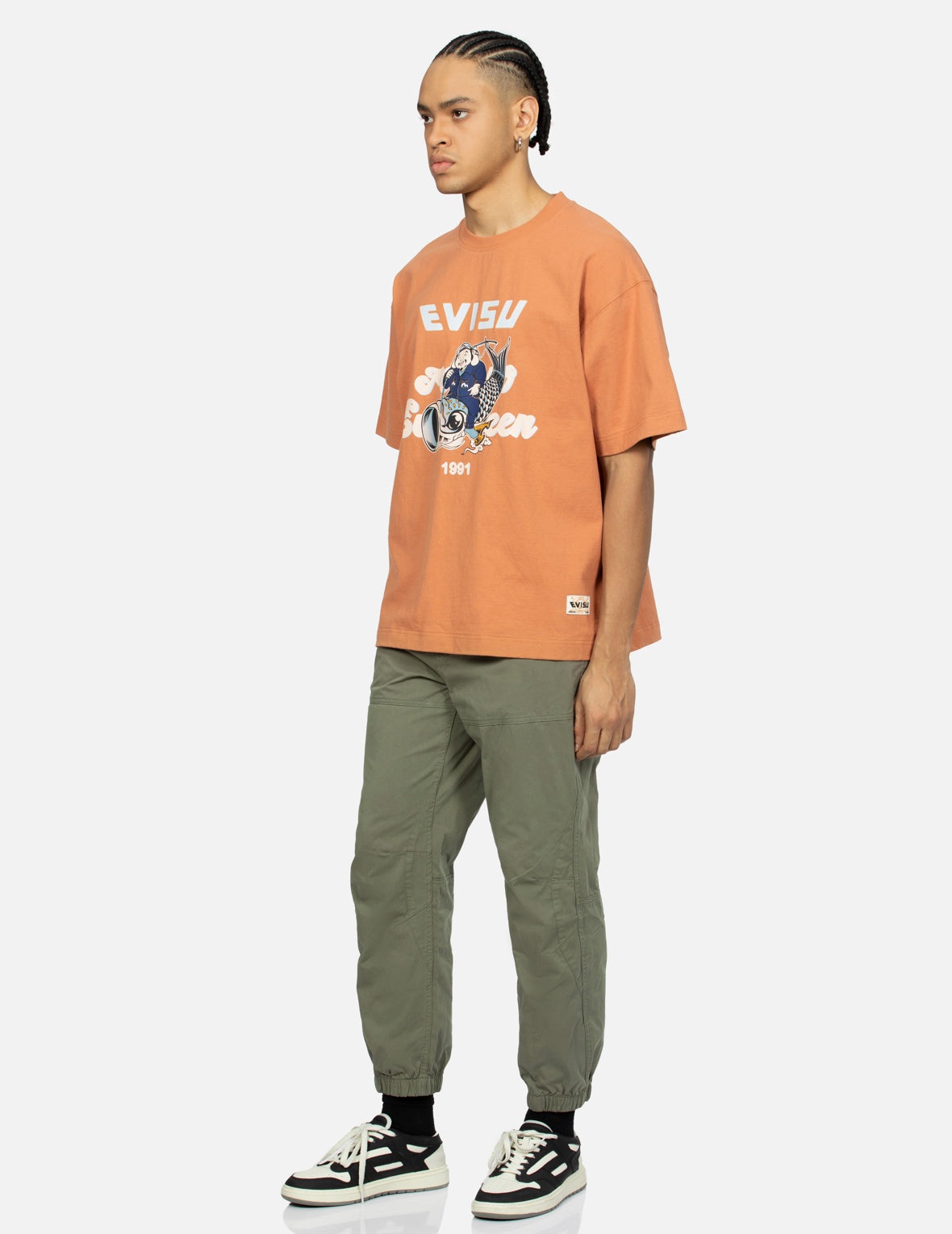 Seagull Appliqué Embroidery and Slogan Print Relax Fit Cargo Pants - 4