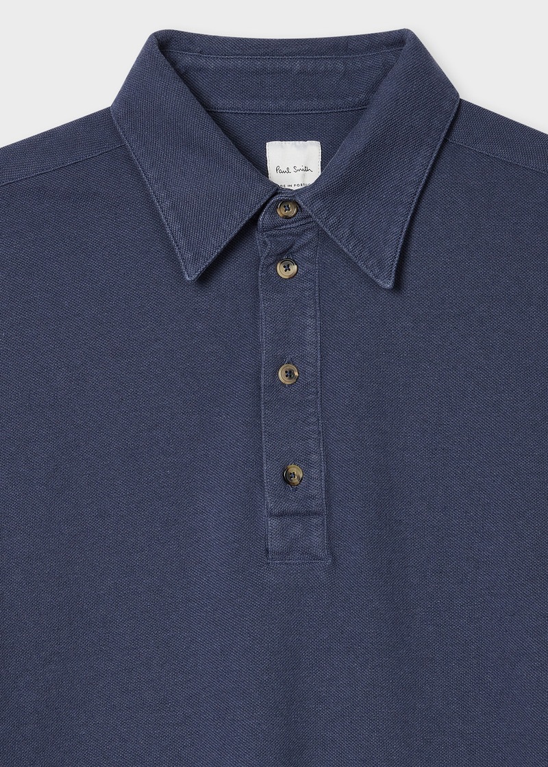 Paul Smith Washed Blue Cotton-Linen Polo Shirt outlook