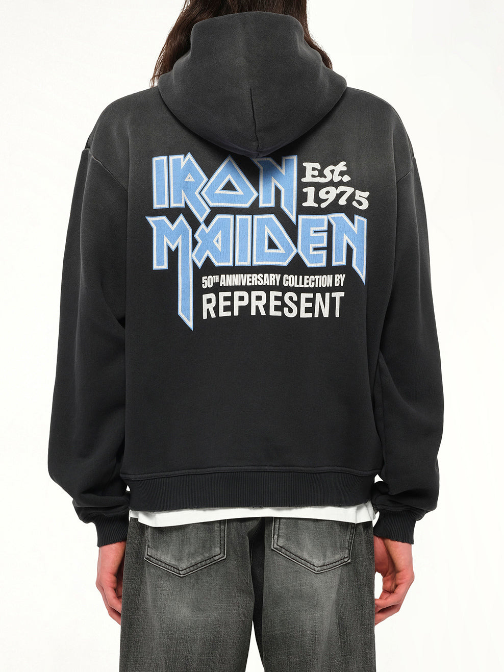 Iron Maiden Anniversary Hoodie in Stained Black - 5