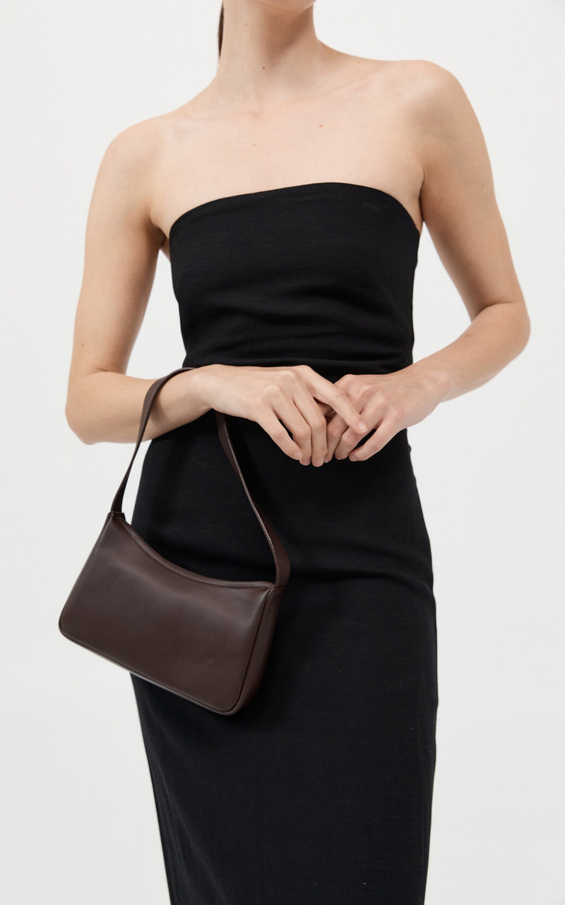 ST. AGNI 90's Petit Leather Shoulder Bag brown outlook