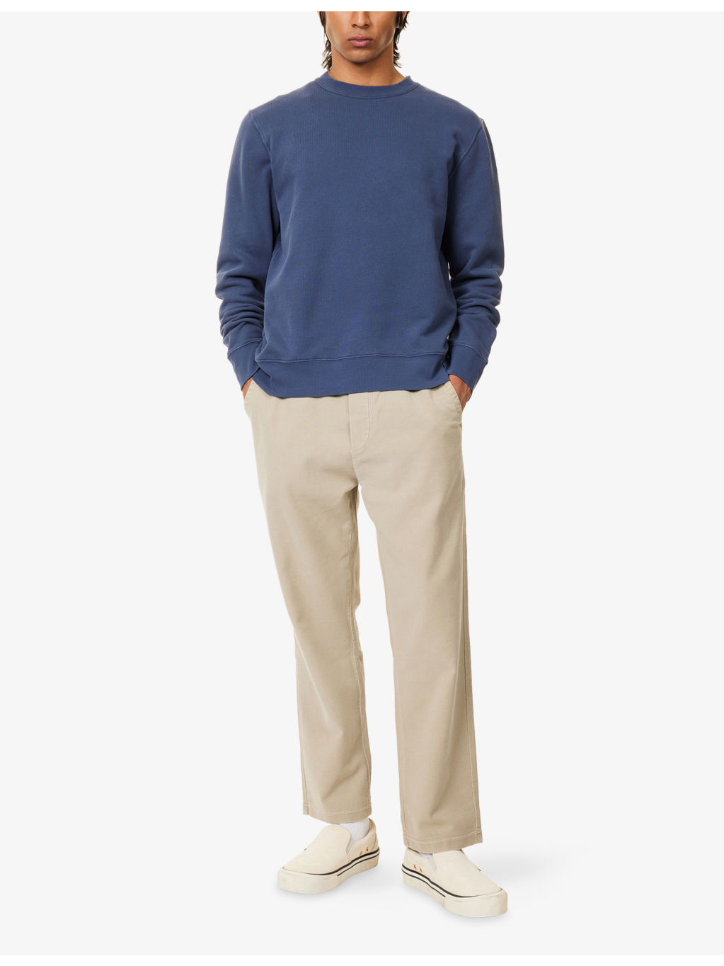 Pull On Straight-Leg Cotton-Blend Trousers - 2