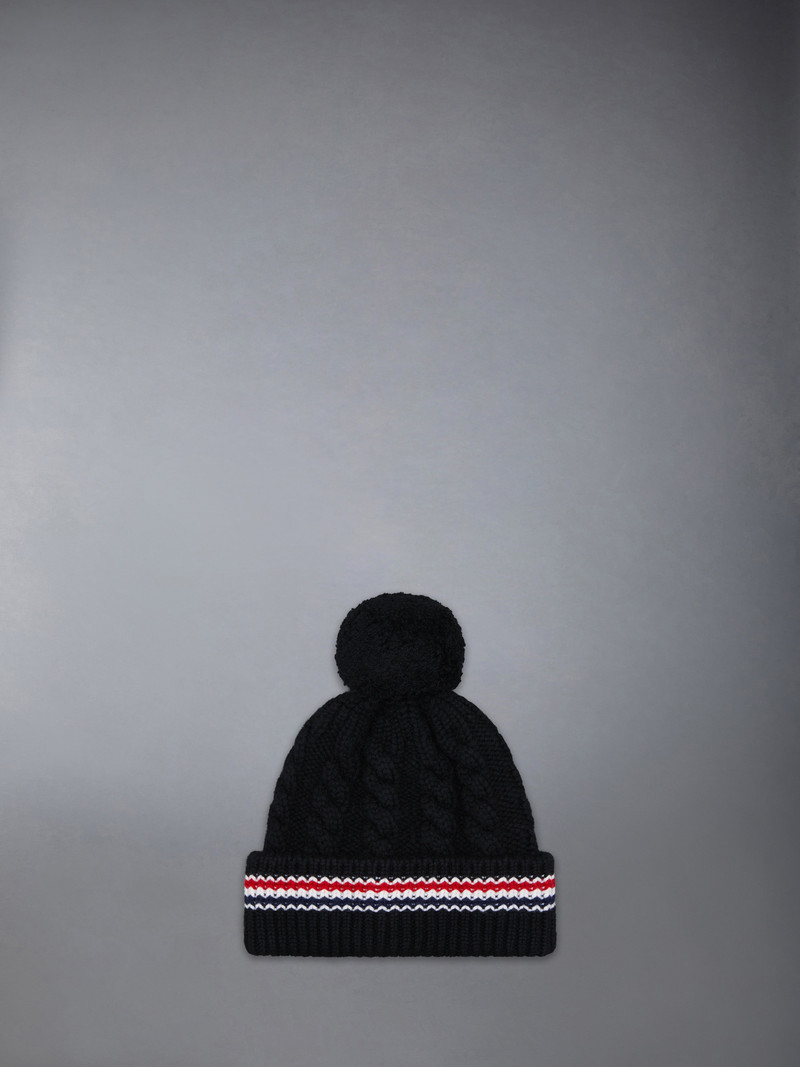 CASHMERE BABY CABLE STITCH POM POM HAT 3