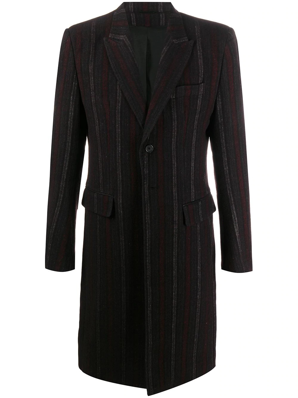 striped single-breasted coat - 1