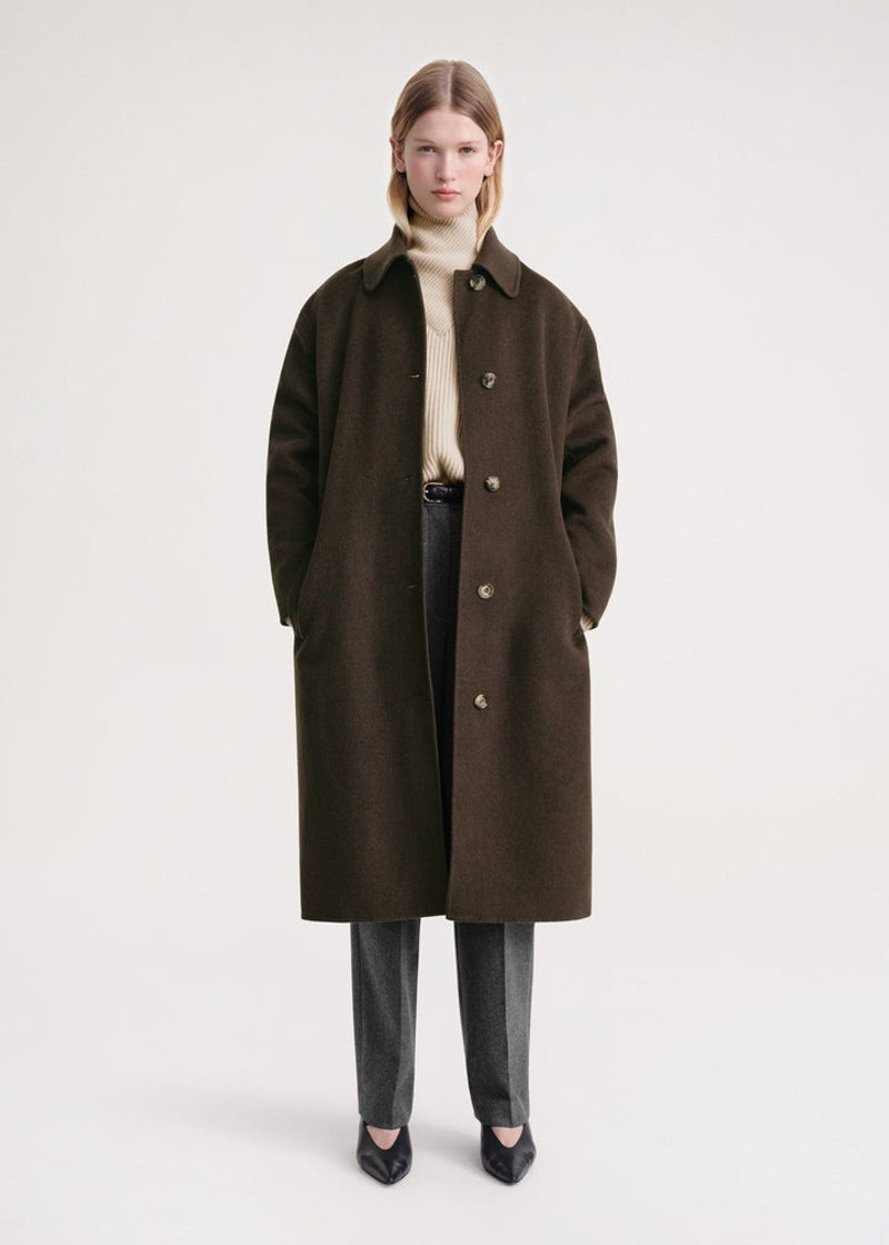 Totême Doublé car coat chocolate melange outlook