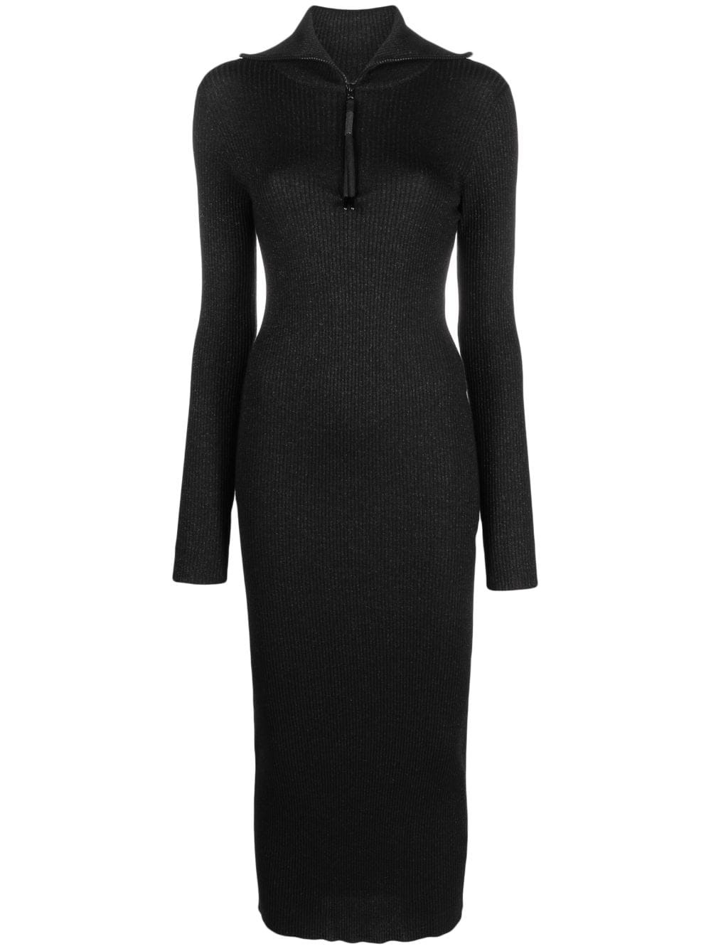 half-zip cashmere midi dress - 1