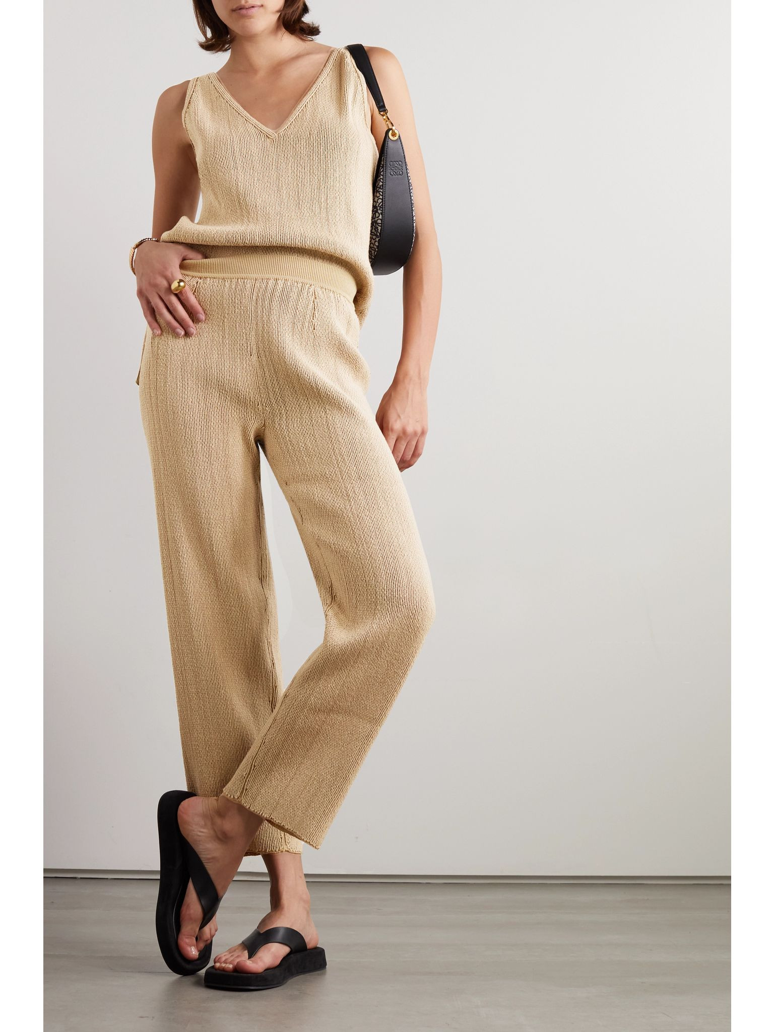 Cala Matano cropped silk and cotton-blend pants Tan - 2
