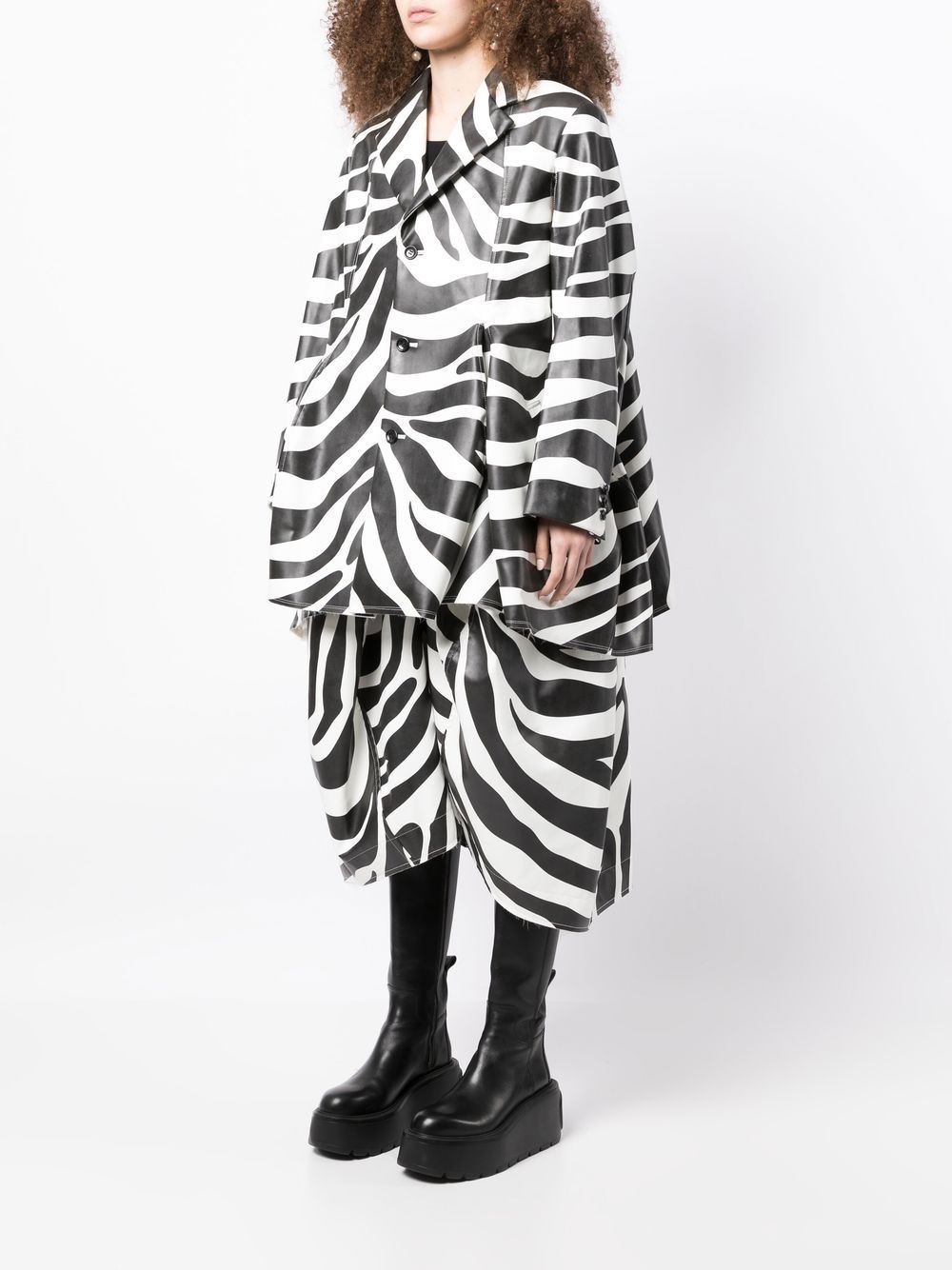 zebra-print single-breasted coat - 3