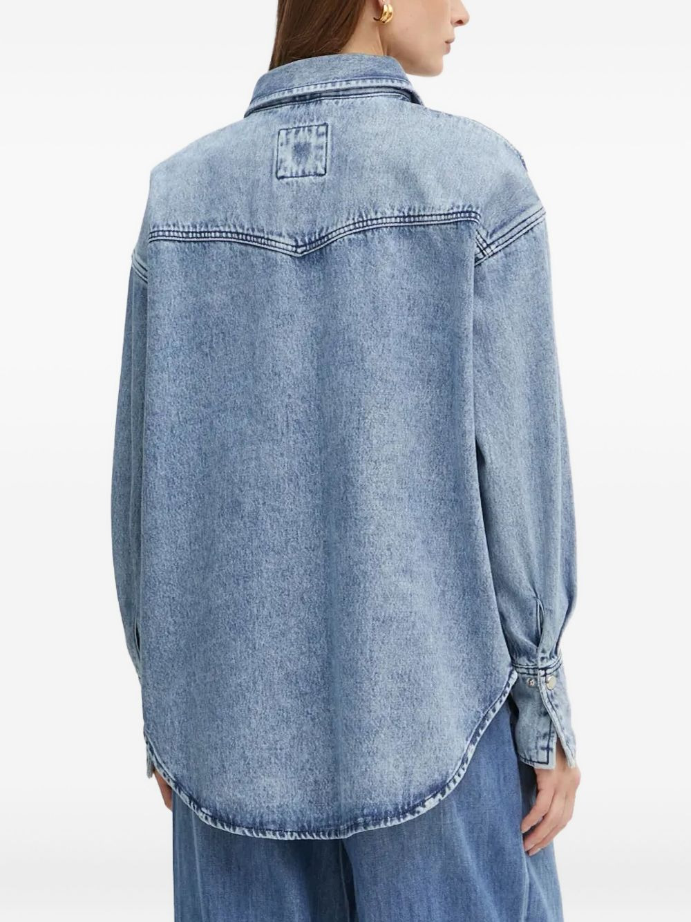 crystal-embellished denim shirt - 3