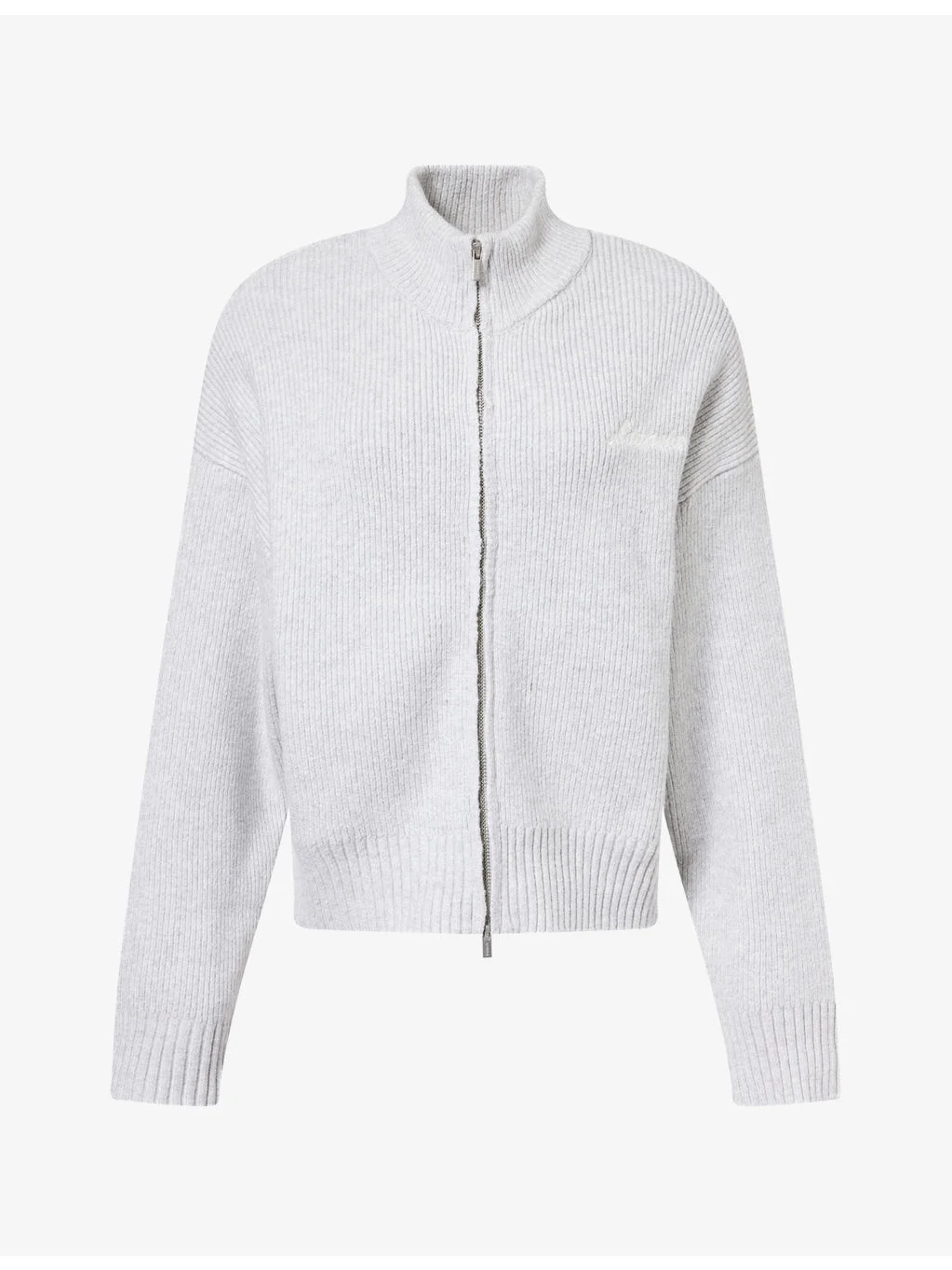 Funnel-Neck Zip-Up Cotton-Knit Jumper - 1