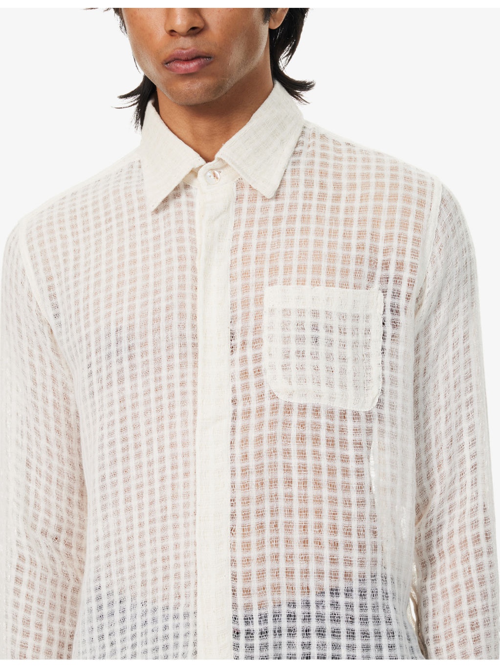 Semi-Sheer Boxy-Fit Cotton Shirt - 5