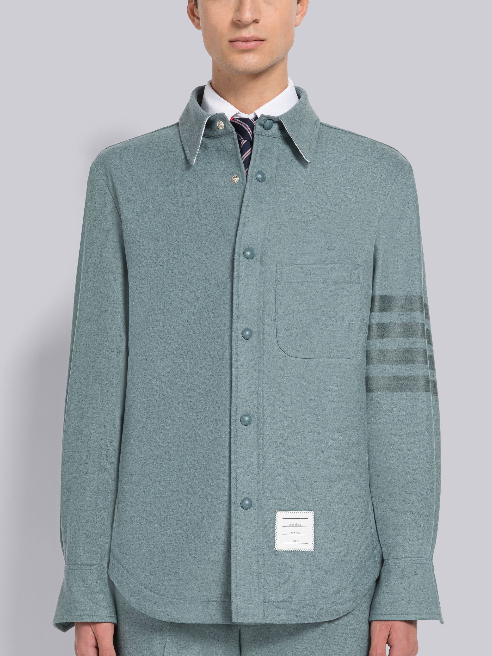 Flannel 4-Bar Snap Front Shirt Jacket - 1