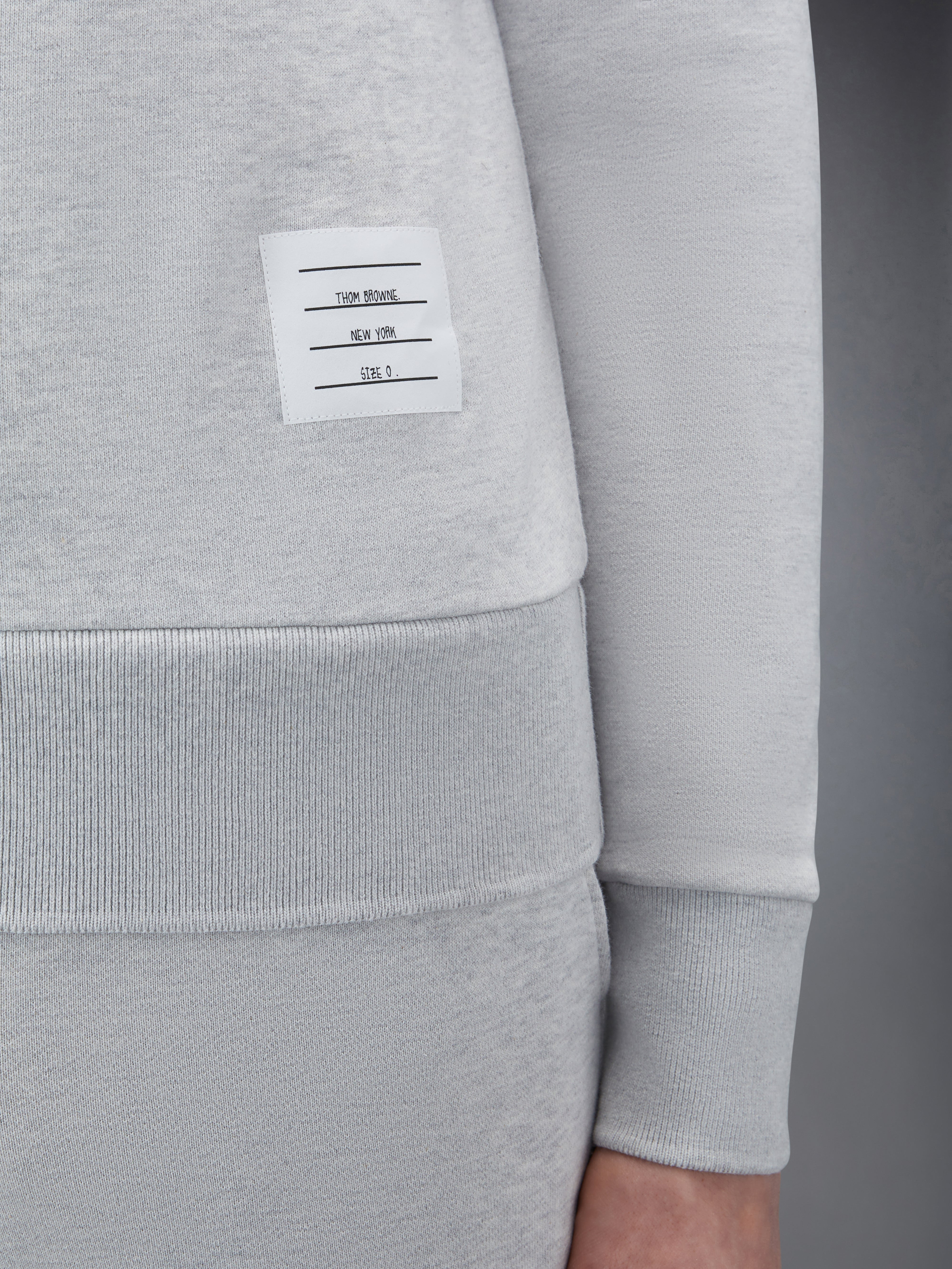 Pastel Grey Loopback Terry Tonal 4-Bar Relaxed Fit Crew Neck Sweatshirt - 4