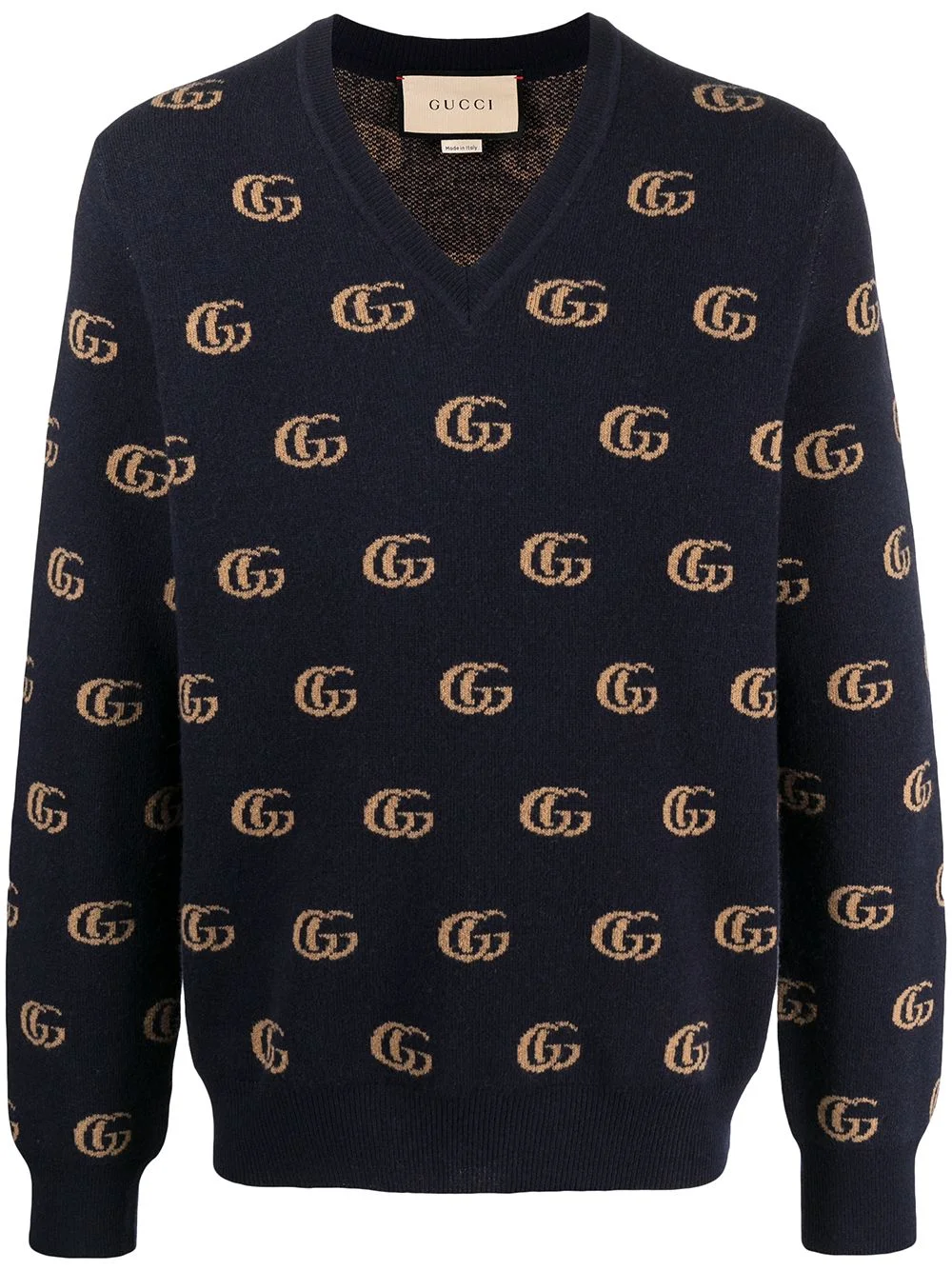 Double G jacquard wool V-neck jumper - 1