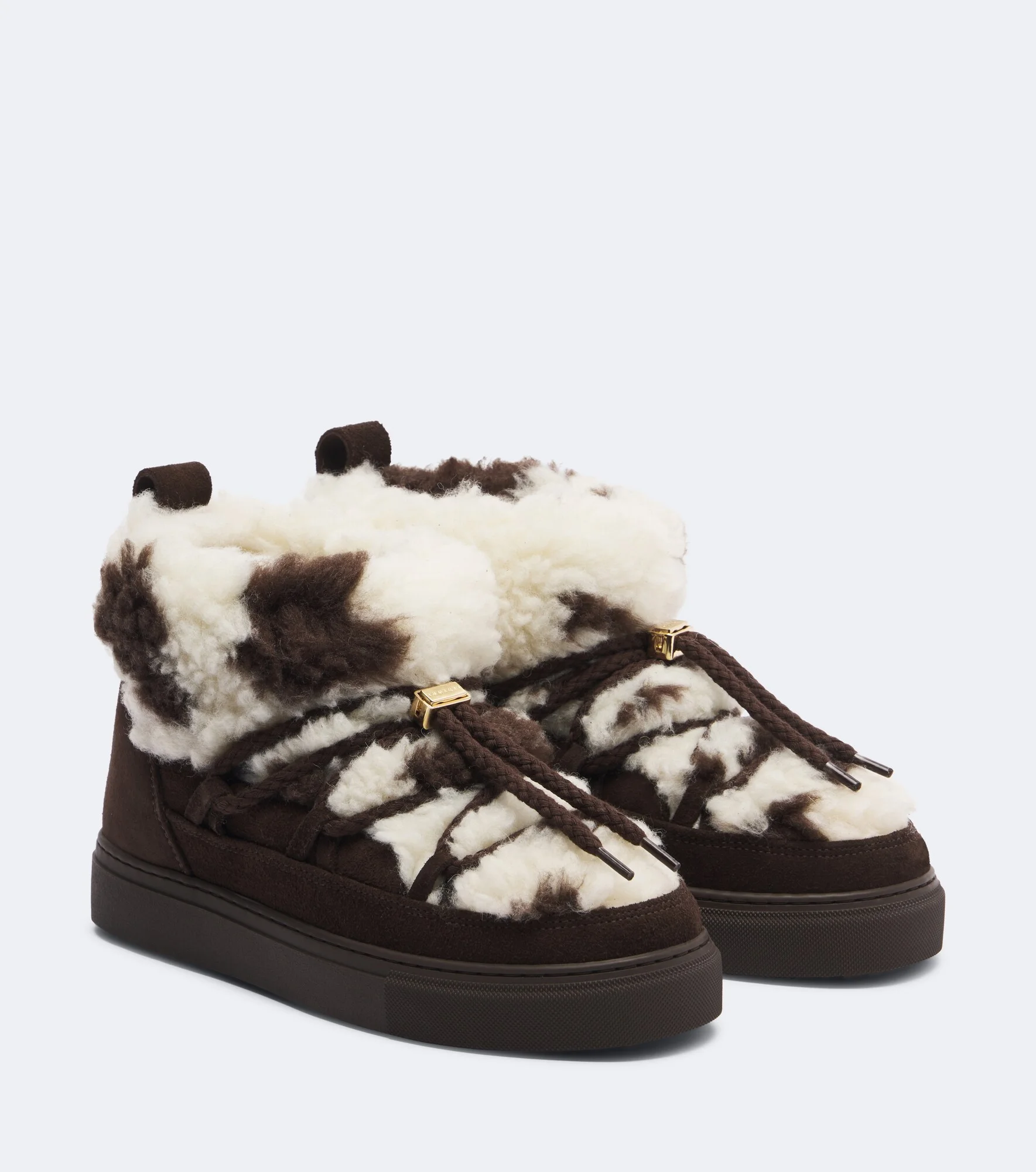 Teddy-trimmed suede ankle boots - 1