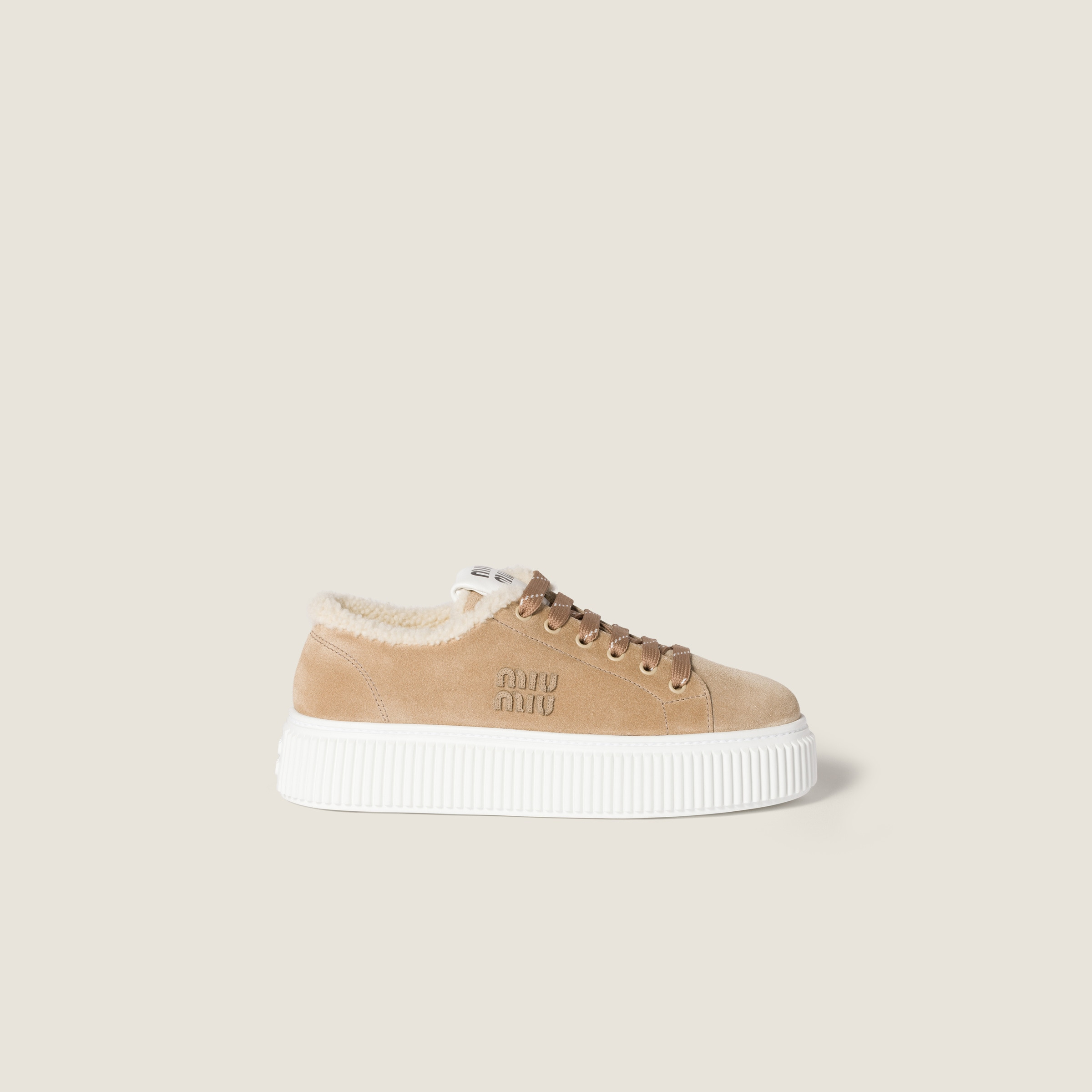 Suede and shearling sneakers - 2